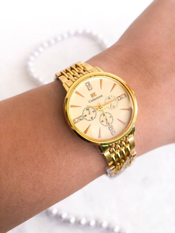 ساعت زنانه collection طلایی همراه با انگشتر کد 369381
