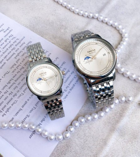 ست ساعت امگا بنداستیل نقرهای کد 369277