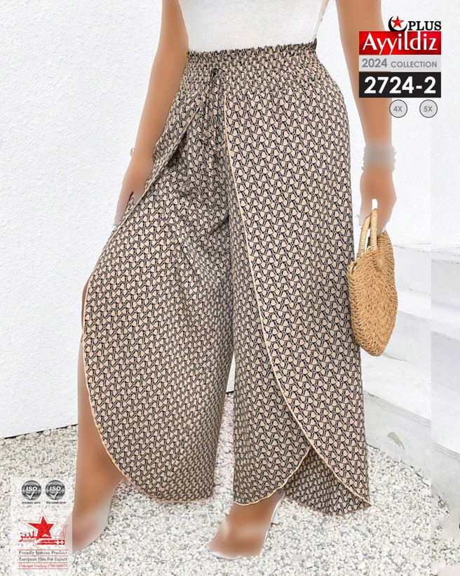 دامن شلواری چاکدار زنانه سایز بزرگ کد 2724/2