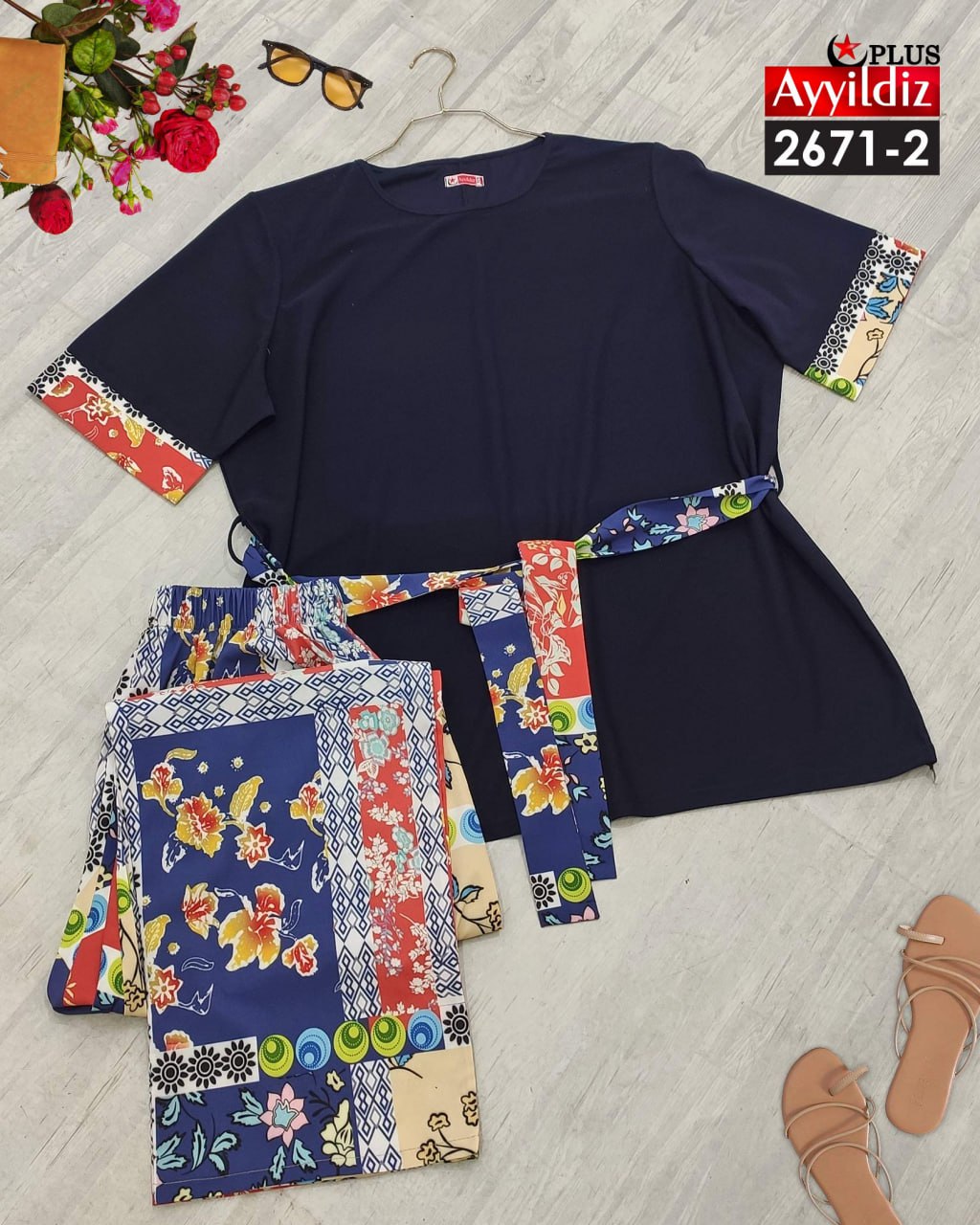 ست بلوز شلوار مجلسی زنانه سایز بزرگ کد 2671/2