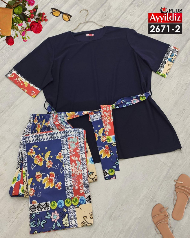 ست بلوز شلوار مجلسی زنانه سایز بزرگ کد 2671/2