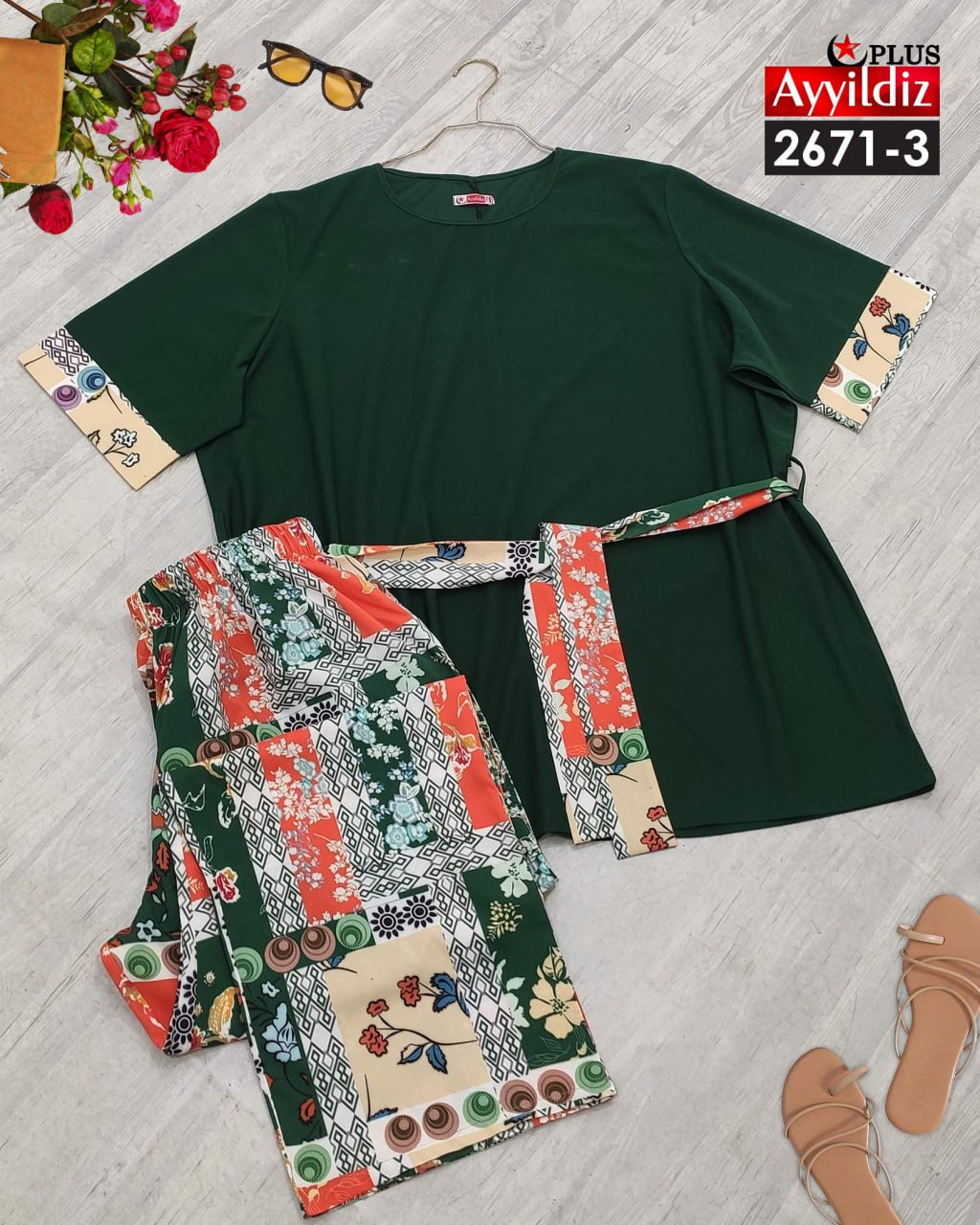 ست بلوز شلوار مجلسی زنانه سایز بزرگ کد 2671/3