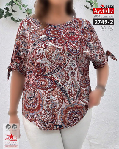 شومیز مجلسی آستین باز سایز بزرگ کد 2749