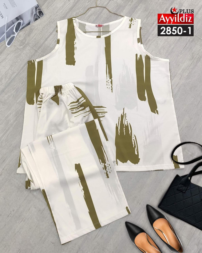 ست بلوز شلوار خنک سایز بزرگ کد 2850