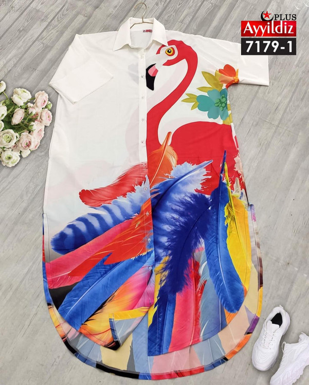 مانتو پیراهن زنانه سایز بزرگ کد 7179