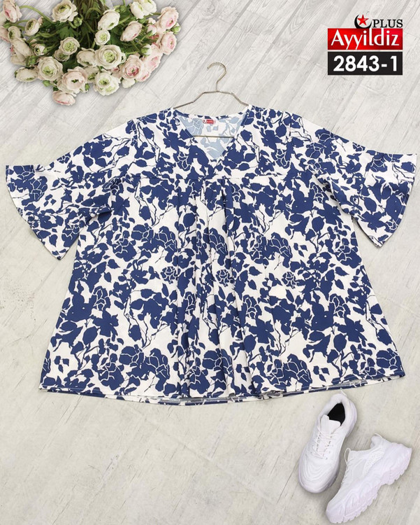 شومیز مجلسی یقه هفت سایز بزرگ کد 2843