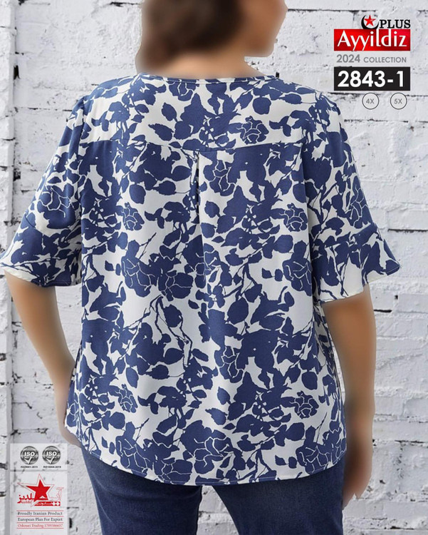 شومیز مجلسی یقه هفت سایز بزرگ کد 2843