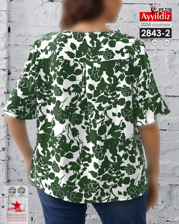 شومیز مجلسی یقه هفت سایز بزرگ کد 2843