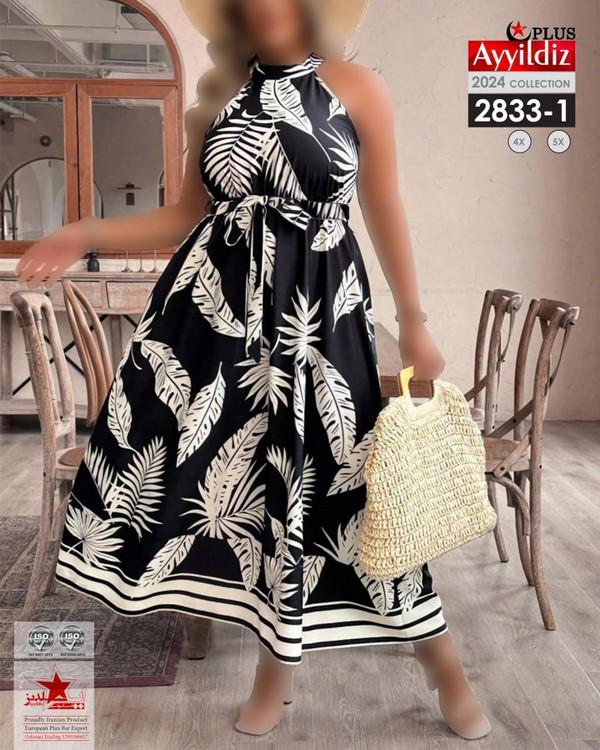 پیراهن مجلسی ساحلی سایز بزرگ کد 2833