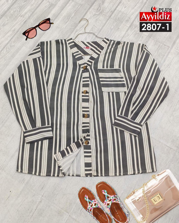 مانتو کتی زنانه جلو دکمه سایز بزرگ کد 2807