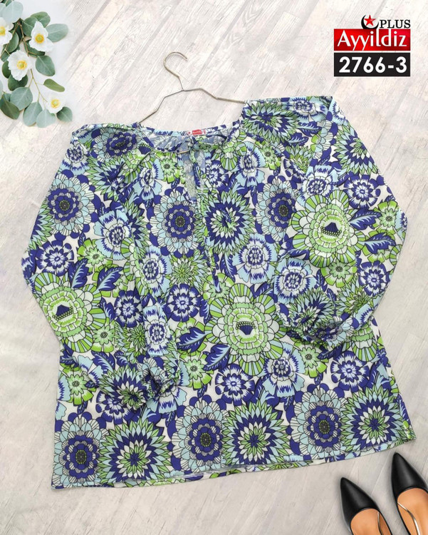 شومیز مجلسی زنانه آستین دار سایز بزرگ کد 2766