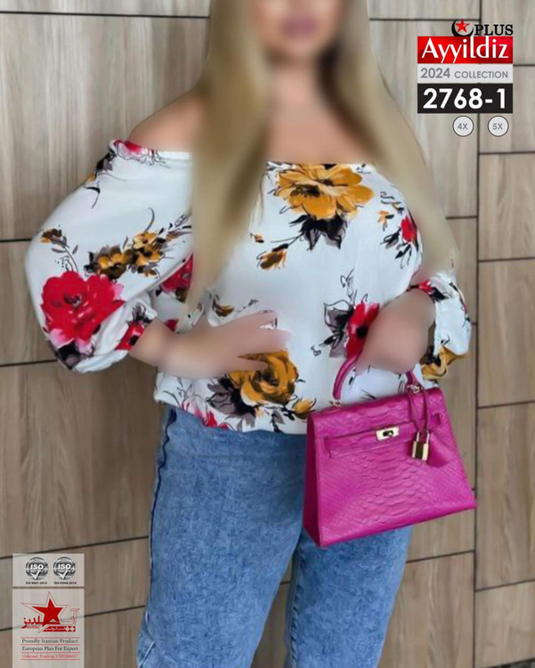 شومیز مجلسی زنانه سایز بزرگ کد 2768