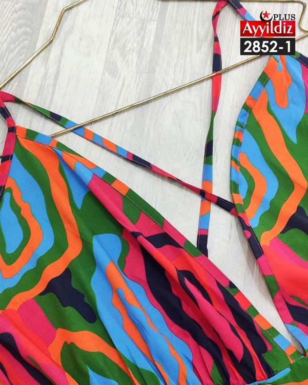 پیراهن ساحلی بندی سایز بزرگ کد 2852