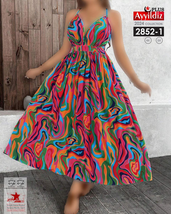 پیراهن ساحلی بندی سایز بزرگ کد 2852