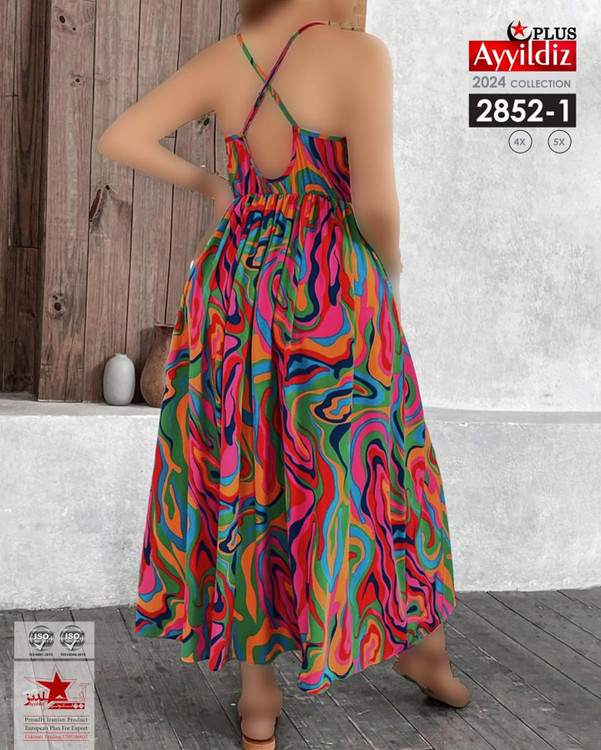 پیراهن ساحلی بندی سایز بزرگ کد 2852