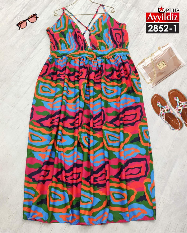 پیراهن ساحلی بندی سایز بزرگ کد 2852