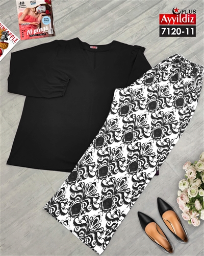 ست بلوز شلوار زنانه سایز بزرگ کد 7120