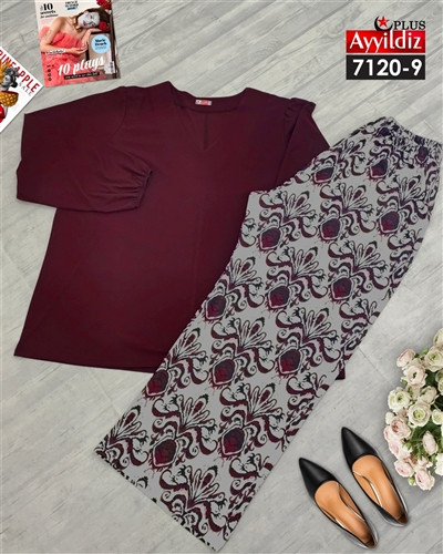 ست بلوز شلوار زنانه سایز بزرگ کد 7120