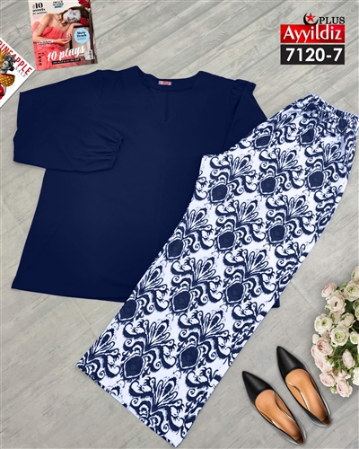 ست بلوز شلوار زنانه سایز بزرگ کد 7120
