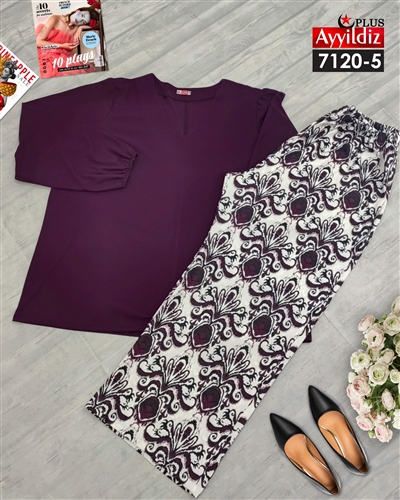 ست بلوز شلوار زنانه سایز بزرگ کد 7120