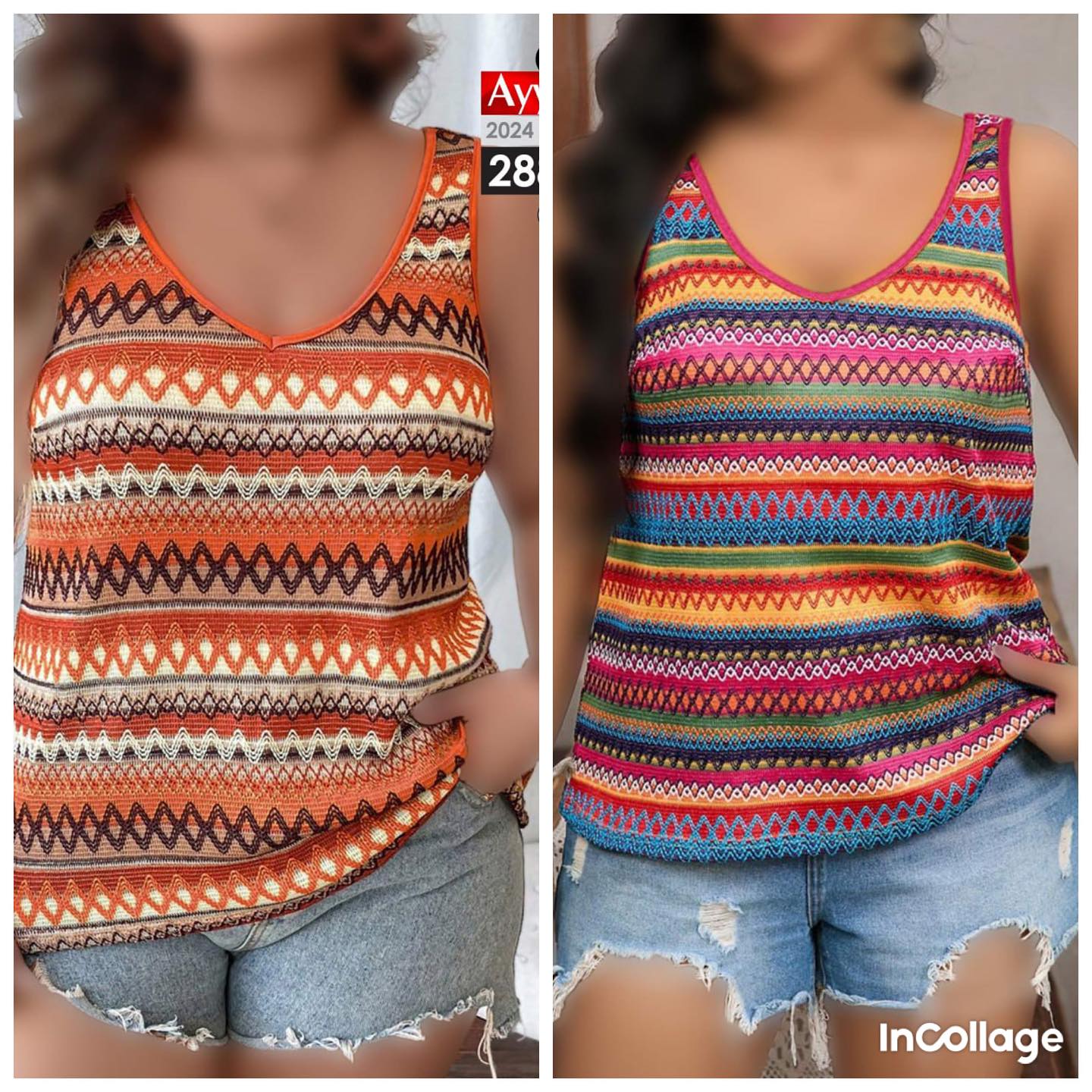 تاپ حلقه ای یقه هفت زنانه سایز بزرگ کد 2886