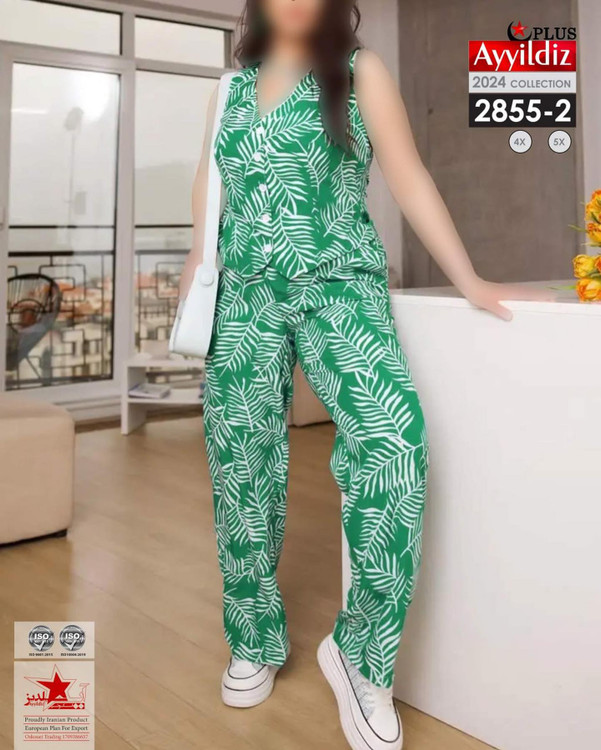 ست جلیقه شلوار خنک زنانه سایز بزرگ کد 2855