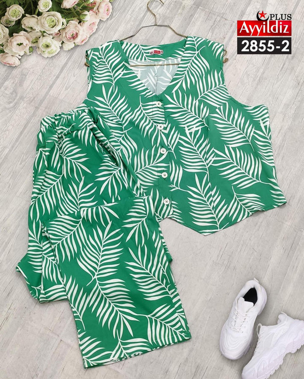 ست جلیقه شلوار خنک زنانه سایز بزرگ کد 2855