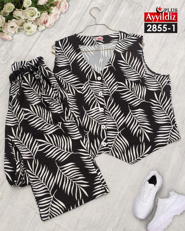 ست جلیقه شلوار خنک زنانه سایز بزرگ کد 2855