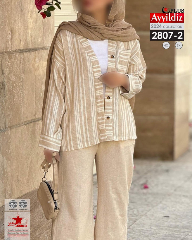 مانتو کتی جلو دکمه زنانه سایز بزرگ کد 2807