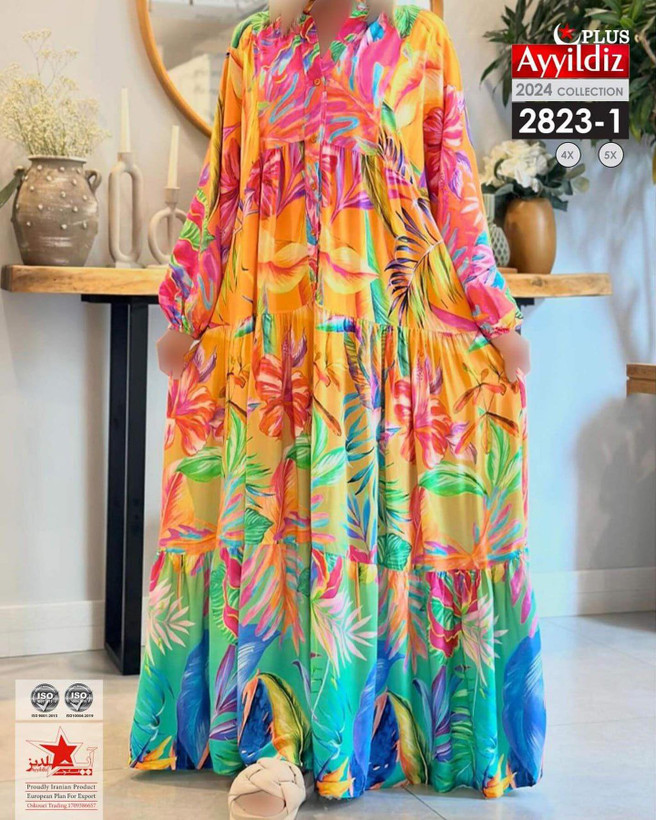 پیراهن مجلسی زنانه سایز بزرگ کد 2823