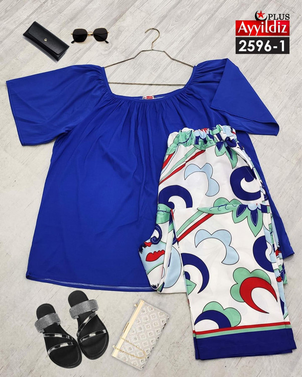 ست بلوز شلوار زنانه سایز بزرگ کد 2596