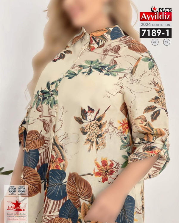 مانتو / تونیک / جلو دکمه زنانه سایز بزرگ کد 7189