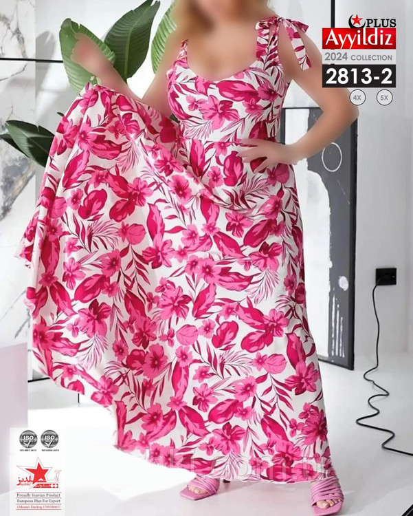 پیراهن ساحلی سر شانه گره ای سایز بزرگ کد 2813