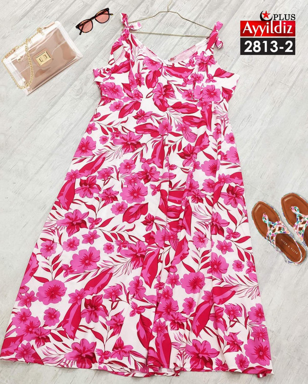 پیراهن ساحلی سر شانه گره ای سایز بزرگ کد 2813