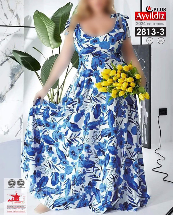 پیراهن ساحلی سر شانه گره ای سایز بزرگ کد 2813