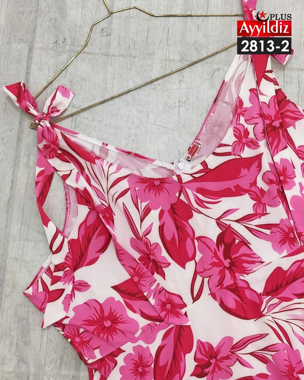 پیراهن ساحلی سر شانه گره ای سایز بزرگ کد 2813