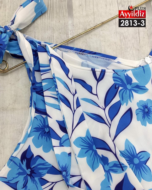 پیراهن ساحلی سر شانه گره ای سایز بزرگ کد 2813