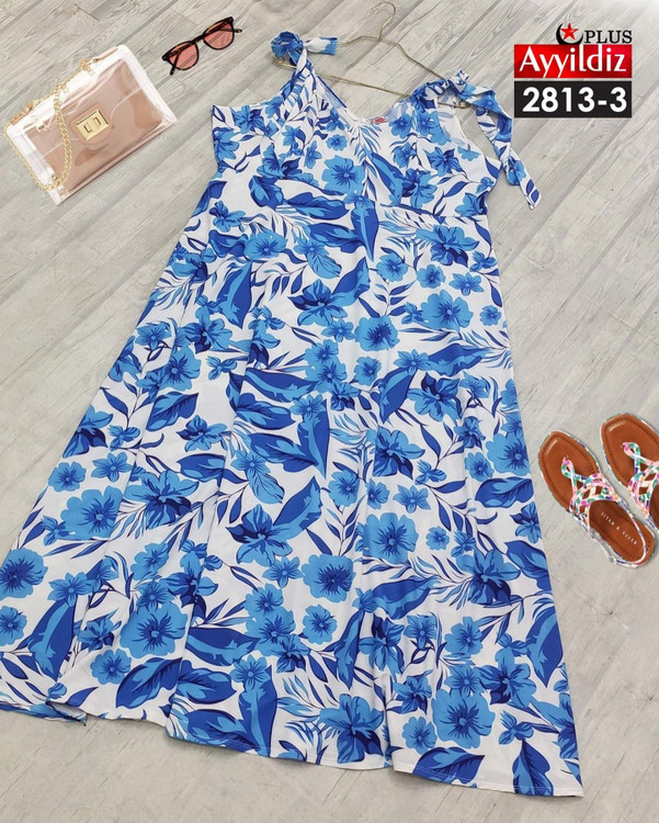 پیراهن ساحلی سر شانه گره ای سایز بزرگ کد 2813