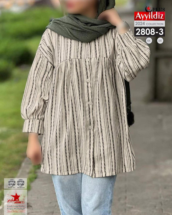 مانتو زنانه جلو دکمه سایز بزرگ کد 2808