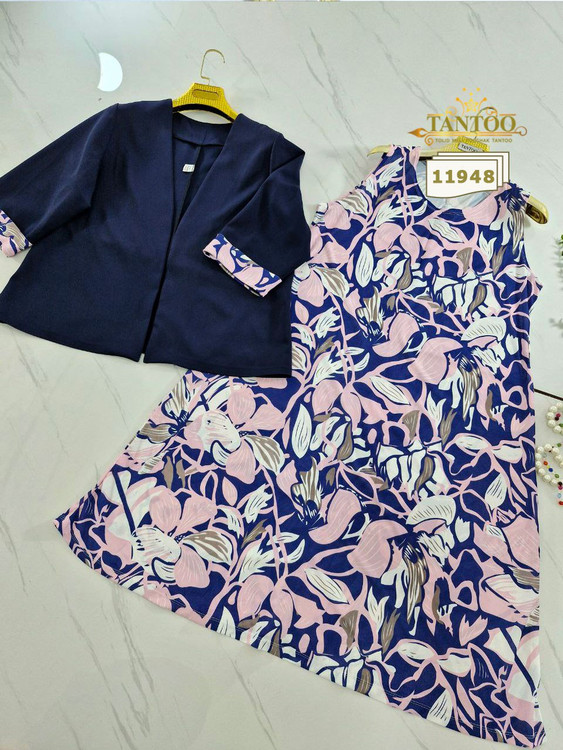 ست پیراهن و کت مجلسی زنانه سایز بزرگ کد 11948/1