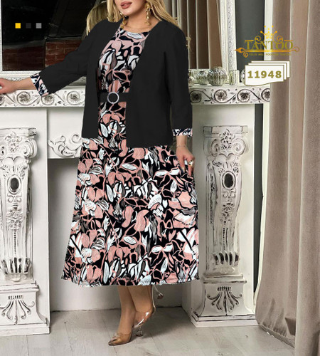 ست پیراهن و کت مجلسی زنانه سایز بزرگ کد 11948/3