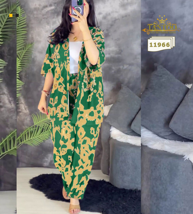 ست دوتکه رویه و شلوار زنانه جلوباز سایزبزرگ کد 11960/6