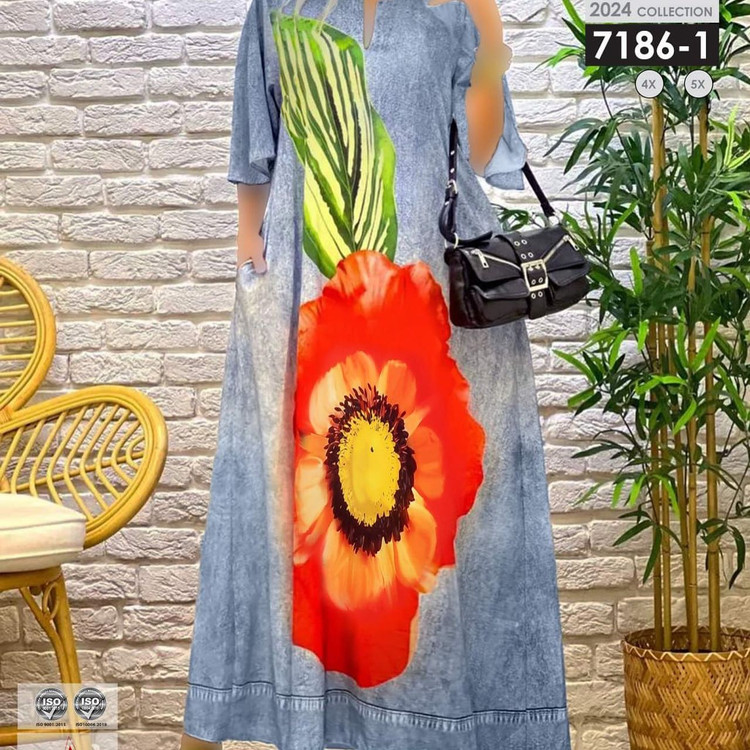 پیراهن ساحلی طرح لی سایز بزرگ کد 7186