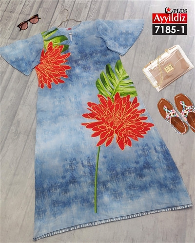 پیراهن ساحلی جلو دکمه طرح لی سایز بزرگ کد7185