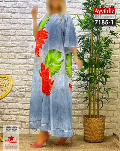 پیراهن ساحلی جلو دکمه طرح لی سایز بزرگ کد7185