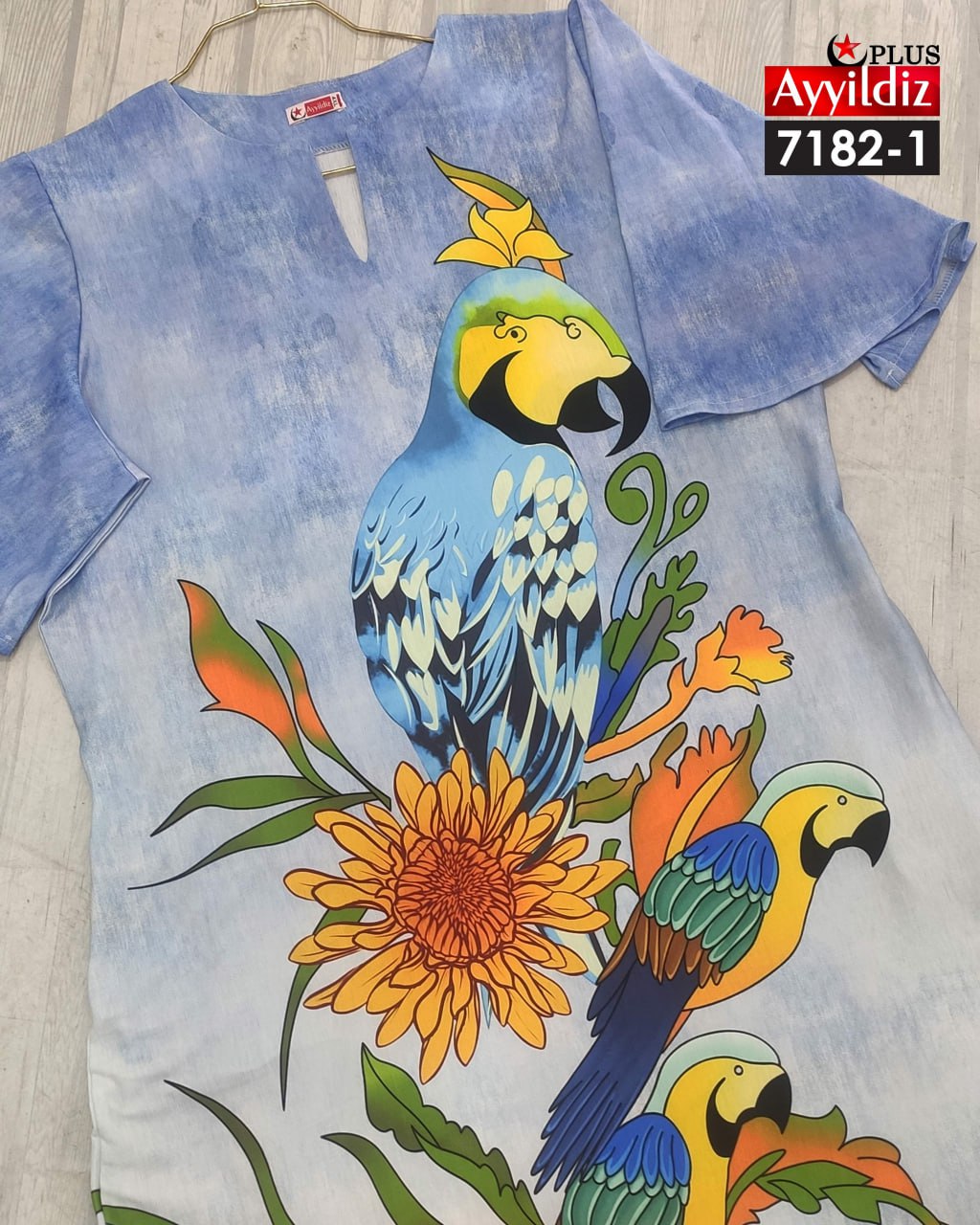 پیراهن ساحلی جلو دکمه طرح لی سایز بزرگ کد 7182