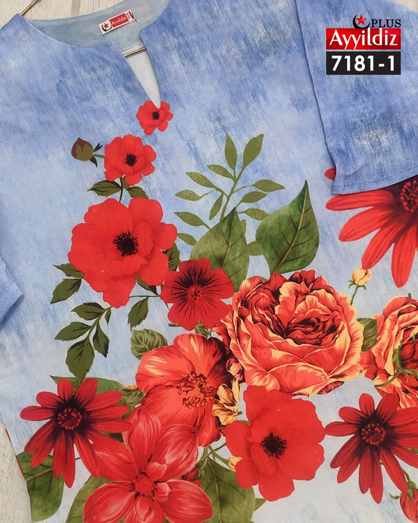 پیراهن ساحلی جلو دکمه طرح لی سایز بزرگ کد 7181