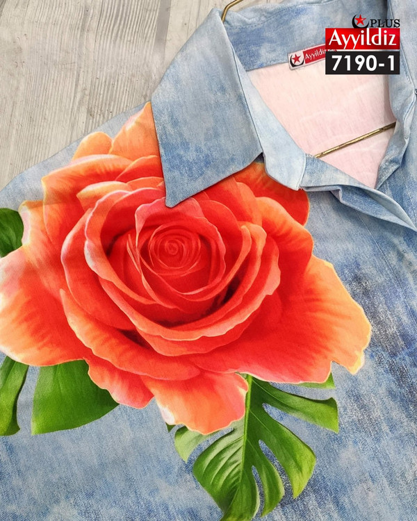 پیراهن ساحلی جلو دکمه طرح لی سایز بزرگ کد 7190