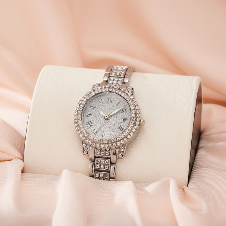 ساعت زنانه برند جینوا بند استیل نگین دار کد 7540