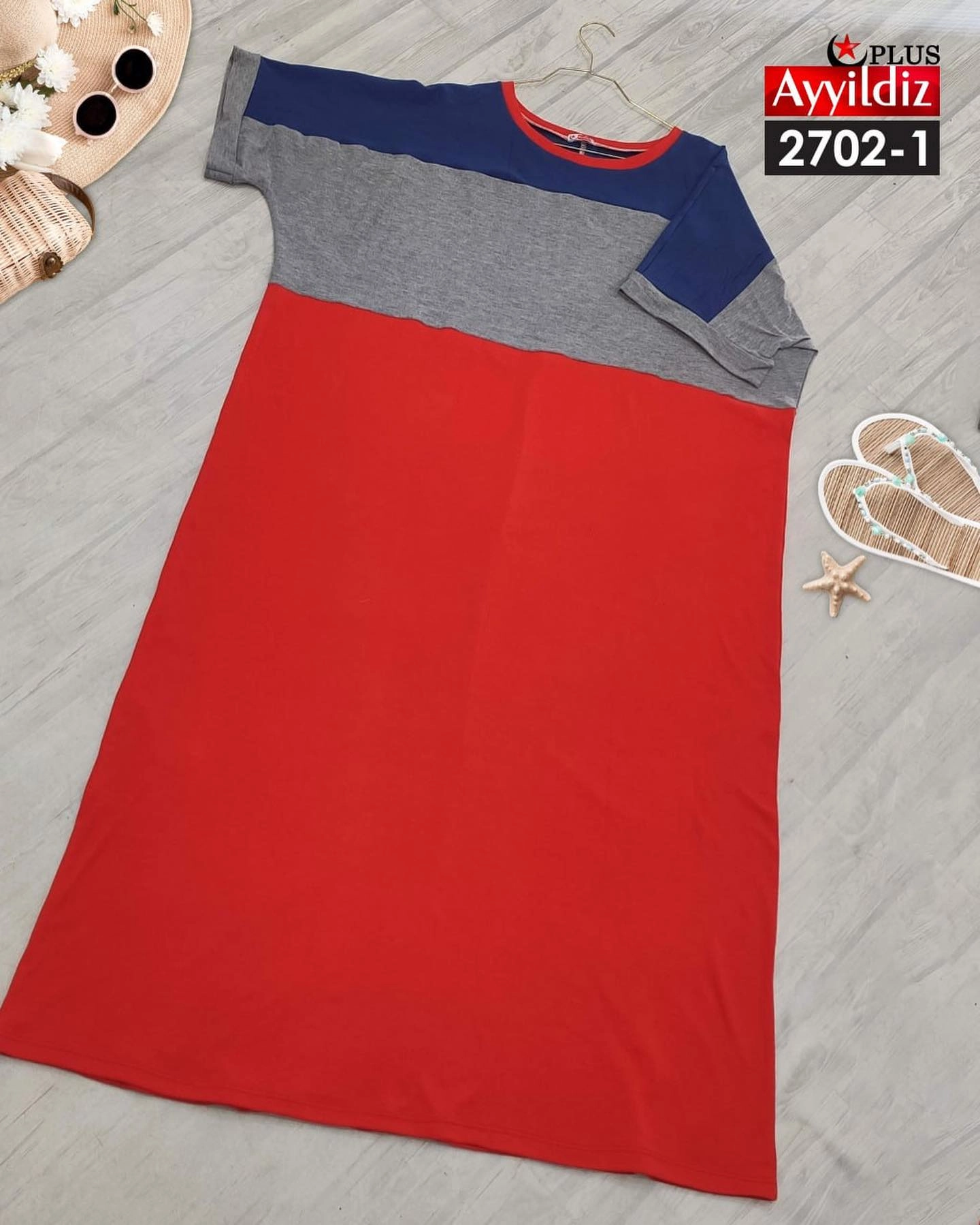 پیراهن بلند راحتی سایز بزرگ کد 2702